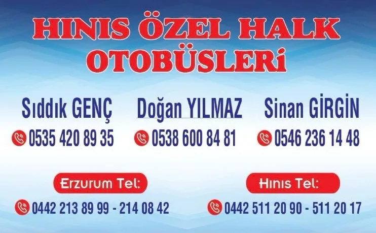 Hınıs Erzurum Minibüs Seferleri