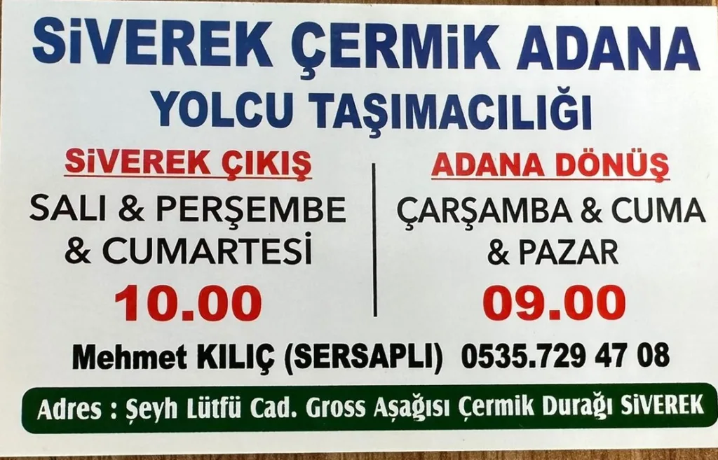 Çermik Siverek Adana Minibüsleri